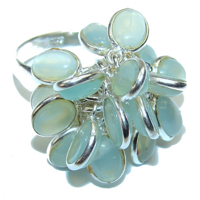 Blue Agate .925 Sterling Silver handcrafted cha-cha Ring s. 9 1/2