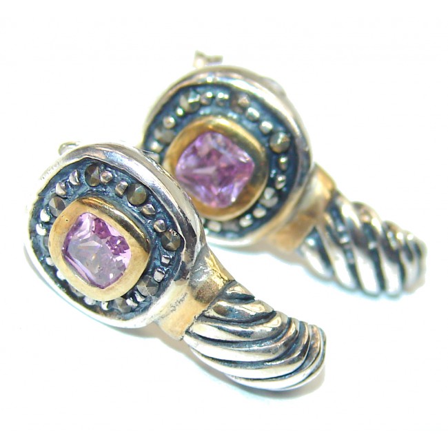 Sublime Pink Topaz Sterling Silver handmade earrings