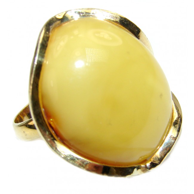 Best quality Butterscotch Baltic Amber 18K Gold over .925 Sterling Silver handmade Ring size 8 1/4