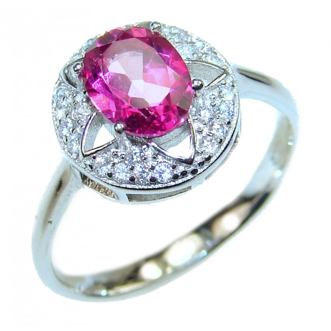 Perfect and Simple Pink Sapphire .925 Sterling Silver Ring s. 8