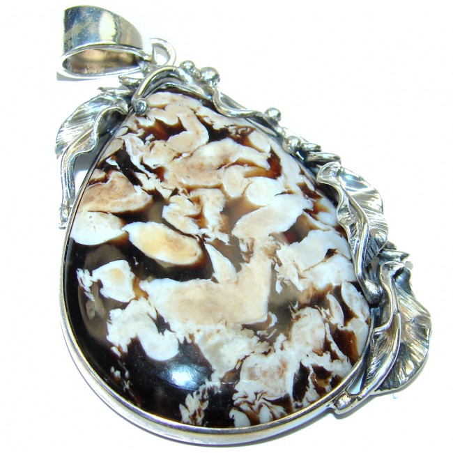 Genuine Petrified Palm Wood .925 Sterling Silver handmade pendant