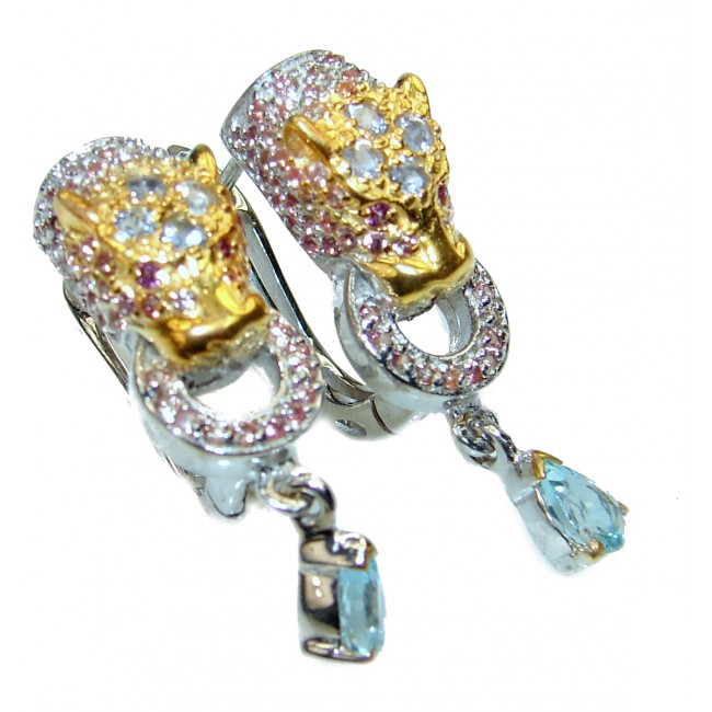 Panthere Precious genuine Swiss Topaz 24K Gold over .925 Sterling Silver earrings