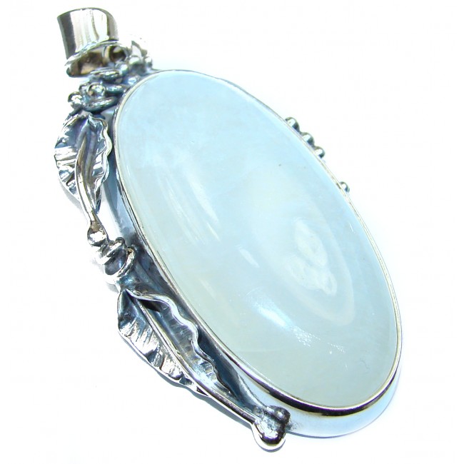 Large Snow Queen Chunky Moonstone .925 Sterling Silver handcrafted pendant