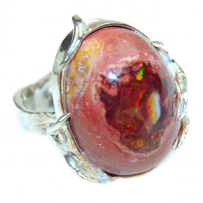 Back to Nature Mexican Opal .925 Sterling Silver handcrafted Ring size 9
