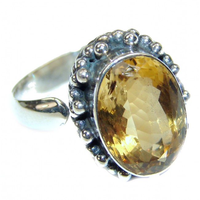 Cocktail Style Natural Citrine .925 Sterling Silver handcrafted Ring s. 10 1/4
