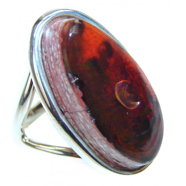 MAJESTIC Mexican Opal .925 Sterling Silver handcrafted Ring size 5 1/4