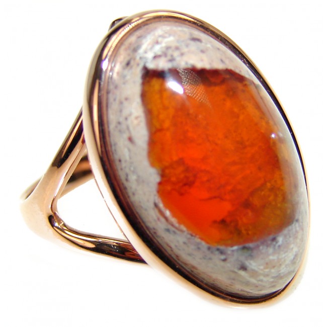 A RED SEA Mexican Opal 18K Gold over .925 Sterling Silver handcrafted Ring size 8 1/2