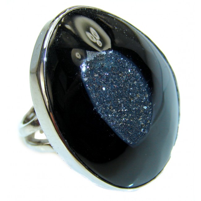 Amazing Crystal Druzy Sterling Silver Ring s. 7 adjustable