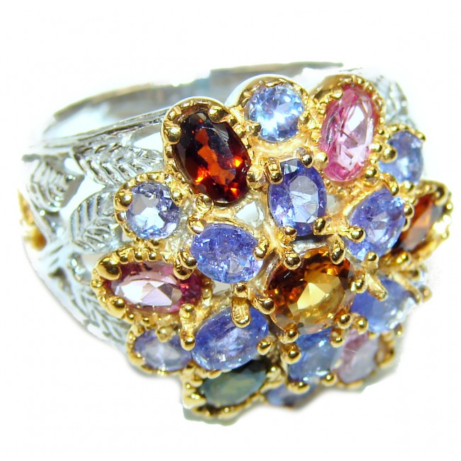 African Tanzanite Sapphire 18K Gold over .925 Sterling Silver handmade Ring s. 8