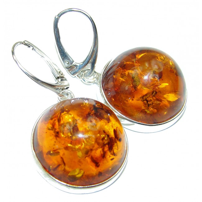 Huge Modern Beauty Amber .925 Sterling Silver entirely handcrafted chunky earrings