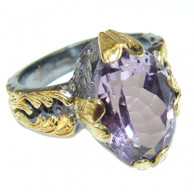 Best quality Amethyst 18K Gold .925 Sterling Silver handcrafted Ring Size 8