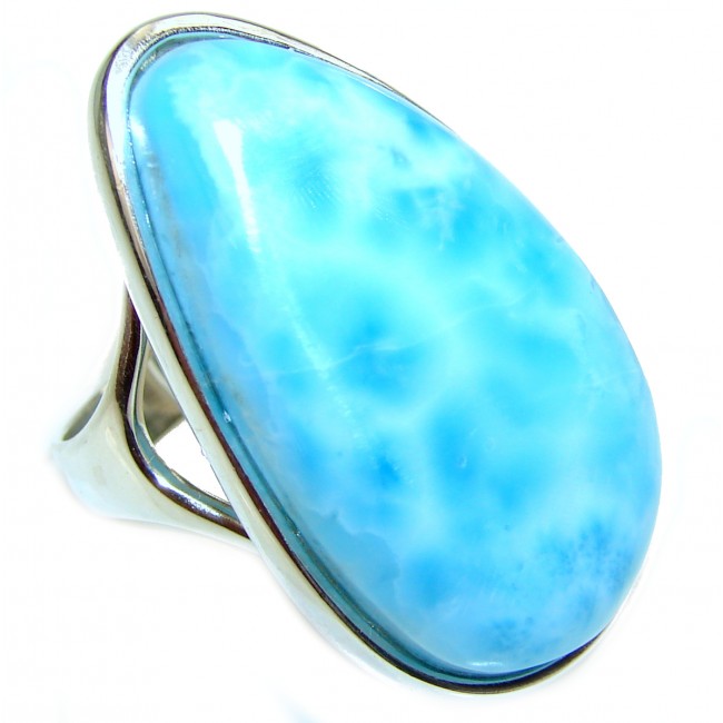 Natural Larimar .925 Sterling Silver handcrafted Ring s. 7 1/2