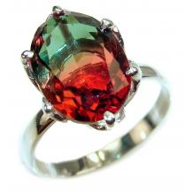 9.5ctw  Watermelon Tourmaline  .925 Sterling Silver  handcrafted  Ring size 8
