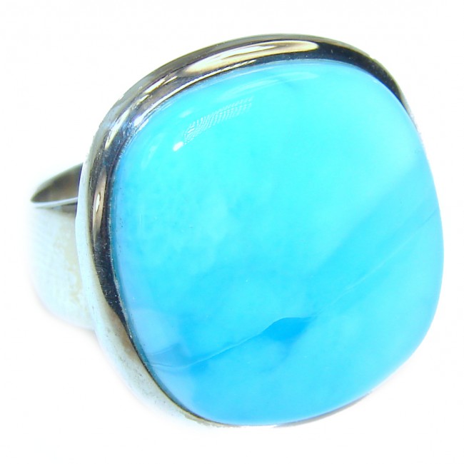 Natural Larimar .925 Sterling Silver handcrafted Ring s. 8 1/2