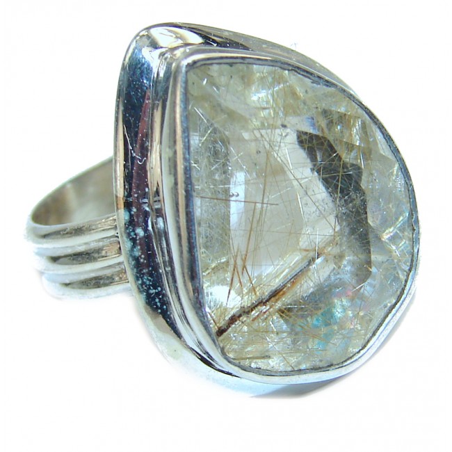 Best quality Golden Rutilated Quartz .925 Sterling Silver handcrafted Ring Size 7 3/4