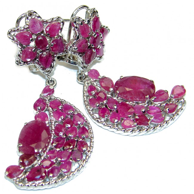 Precious Ruby .925 Sterling Silver handmade Statement earrings