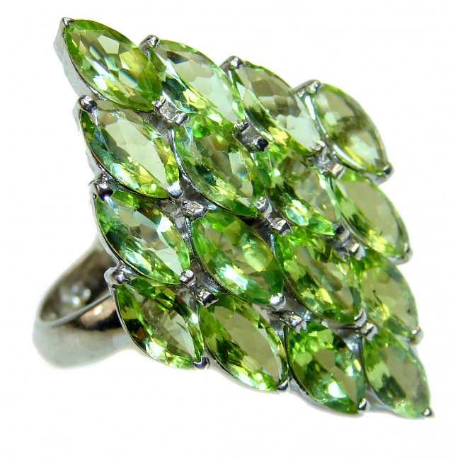 Cascading Light genuine Peridot .925 Sterling Silver handcrafted Ring size 8 1/4