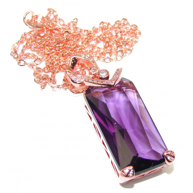 Princess Authentic Purple Topaz Rose Gold over .925 Sterling Silver necklace