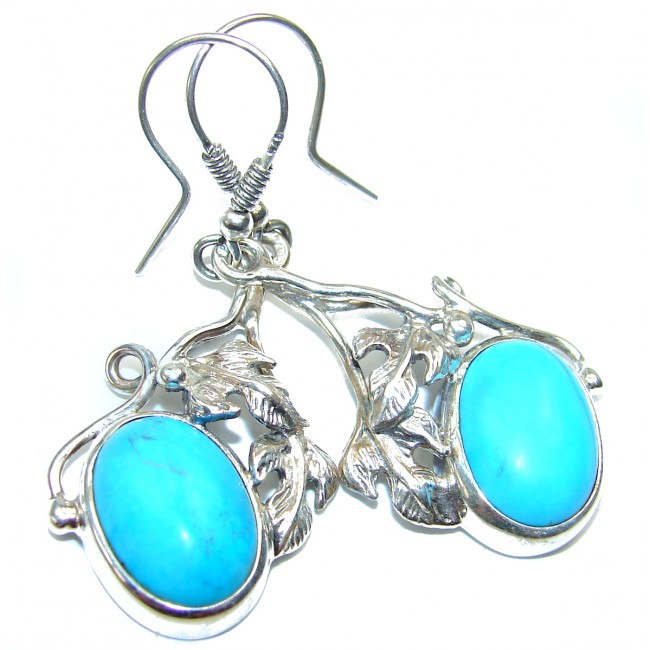Genuine Sleeping Beauty Turquoise .925 Sterling Silver handcrafted LARGE Earrings