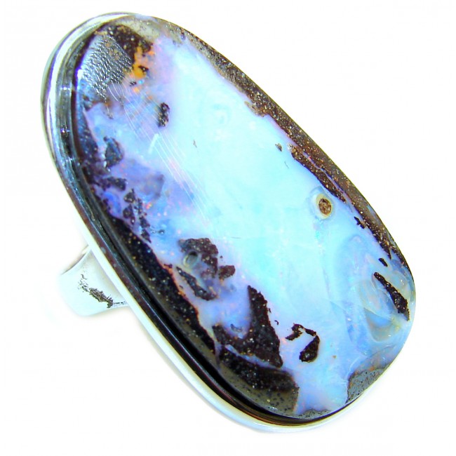 Atlantic Australian Boulder Opal .925 Sterling Silver handcrafted ring size 4 3/4
