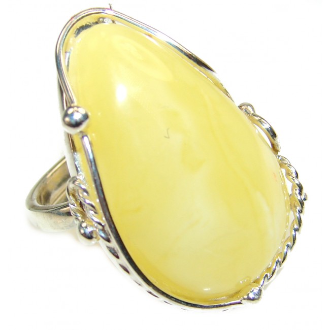 Butterscotch Baltic Amber .925 Sterling Silver handmade Ring size 8 adjustable