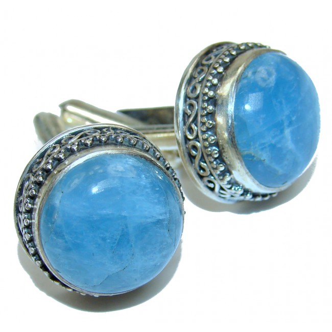 New Aquamarine .925 Sterling Silver handcrafted Cuff Links