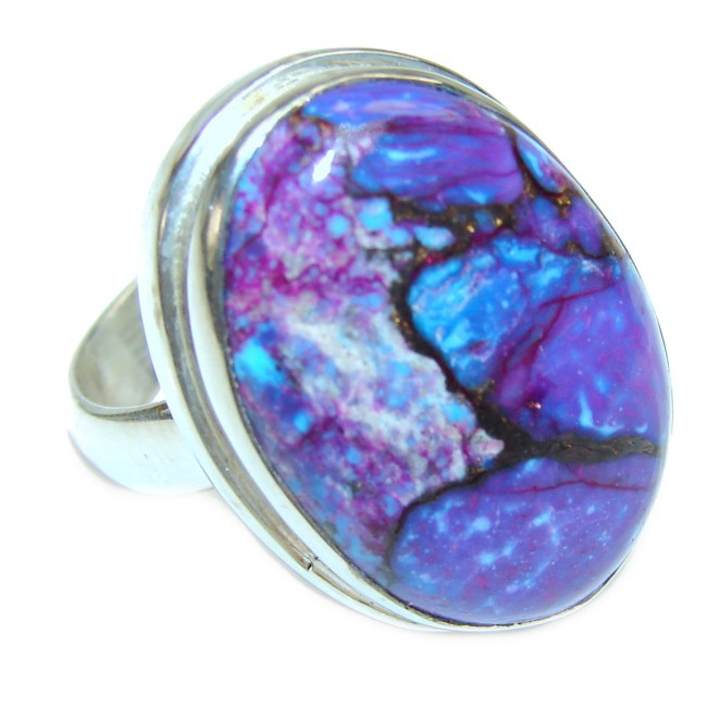 Purple Turquoise .925 Sterling Silver handcrafted ring; s. 7 3/4