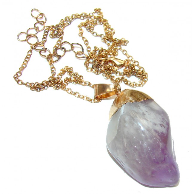 Purple Queen 55ctw authentic Amethyst 2 tones .925 Sterling Silver handcrafted necklace
