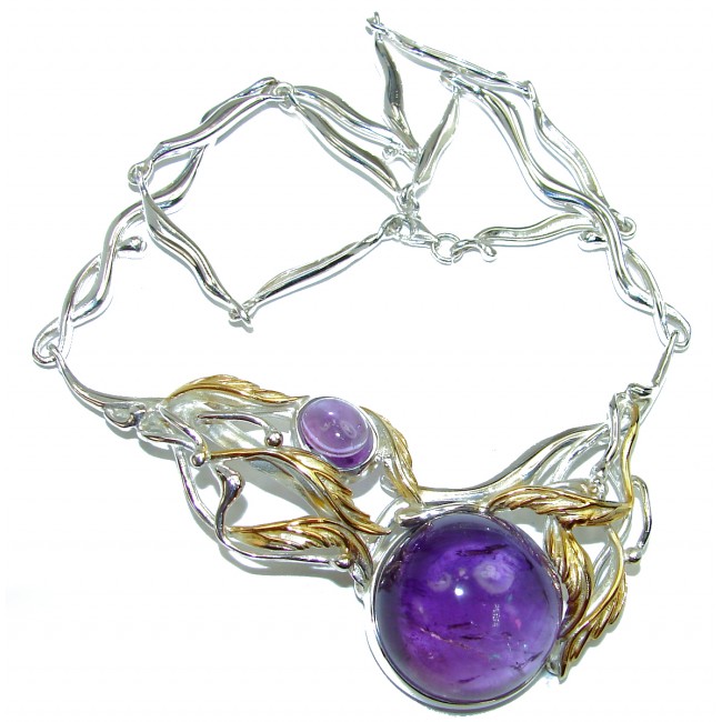 Purple Astonishment genuine Amethyst 18k Gold over .925 Sterling Silver handmade Necklace