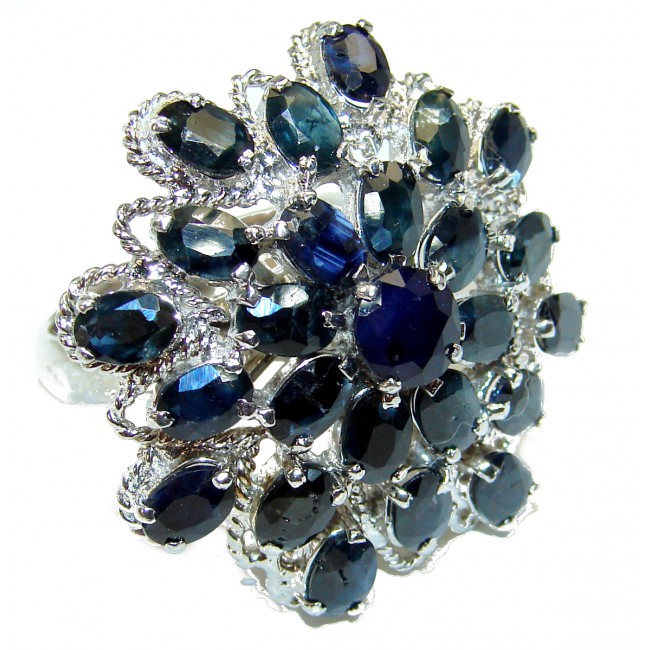 Venetian night Authentic Sapphire .925 Sterling Silver handmade Ring s. 9