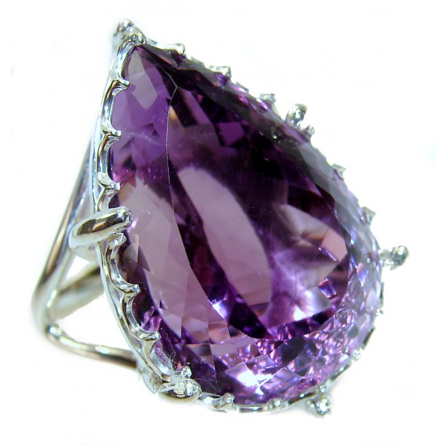 45.8 carat Autehntic Amethyst .925 Sterling Silver Ring size 7 1/4