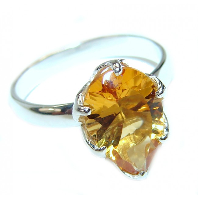 Vintage Style Citrine .925 Sterling Silver handmade Ring s. 6