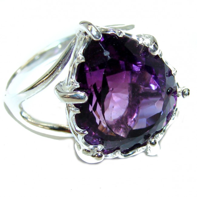 55.8 carat Autehntic Amethyst .925 Sterling Silver Ring size 10