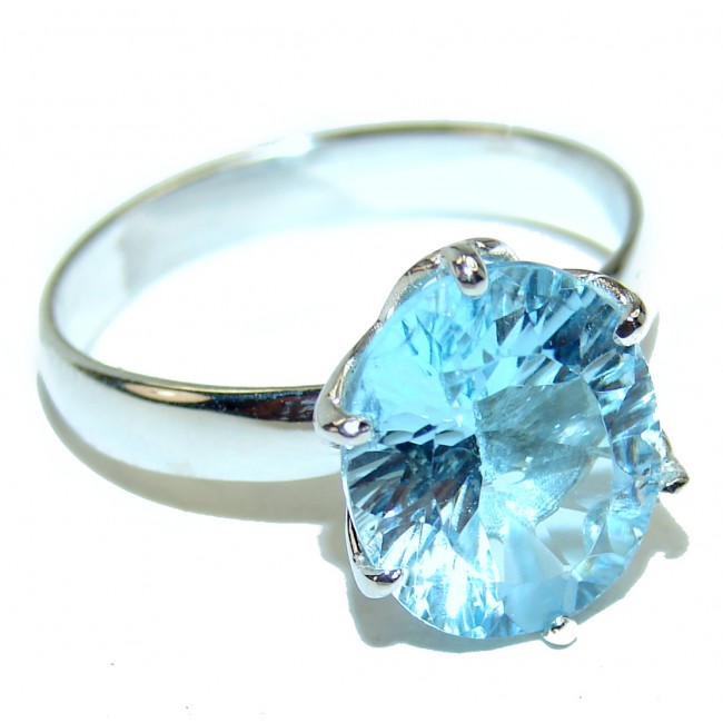 Swiss Blue Topaz .925 Sterling Silver handmade Ring size 8 3/4