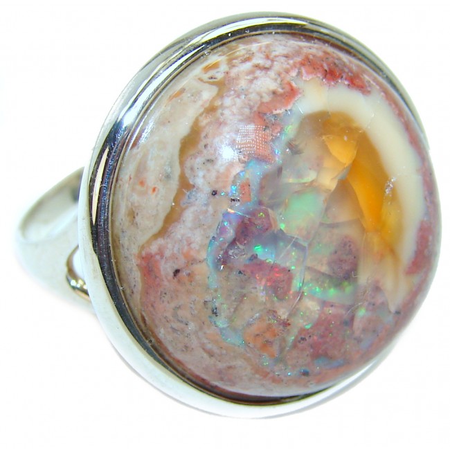 MAJESTIC Mexican Opal .925 Sterling Silver handcrafted Ring size 9