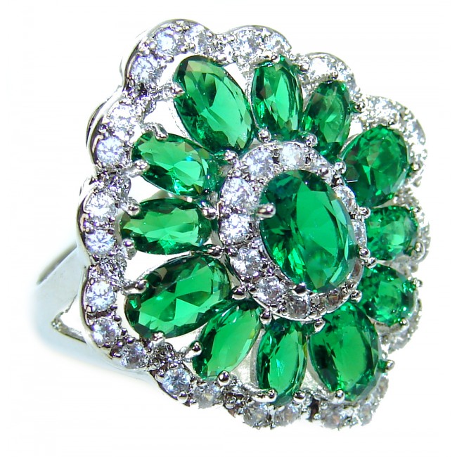 Spectacular Natural Chrome Diopside .925 Sterling Silver handmade Statement ring s. 8
