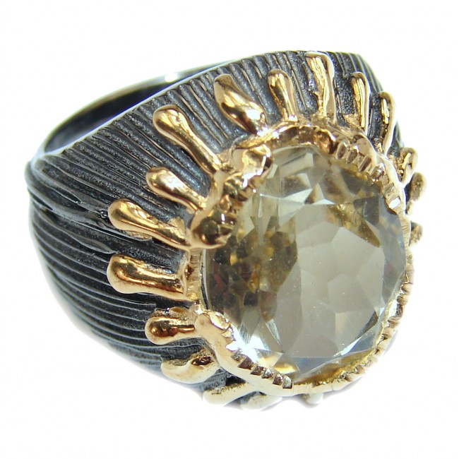 Vintage Style Citrine .925 Sterling Silver handmade Ring s. 7 1/4