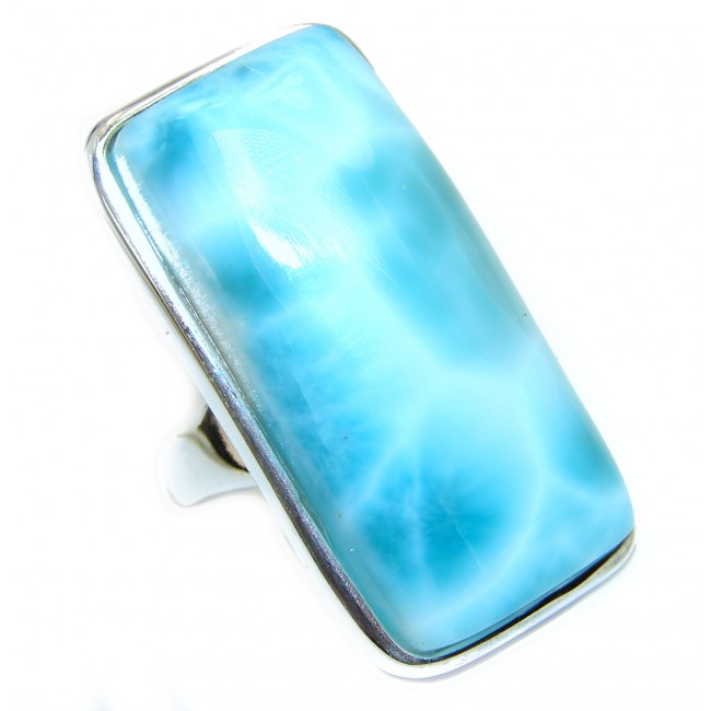 LARGE One of a kind Natural Larimar .925 Sterling Silver handcrafted Ring s. 5 1/4
