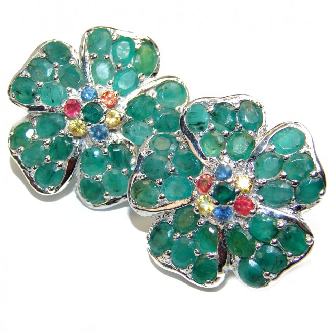 Spectacular Emerald Ruby .925 Sterling Silver handmade earrings