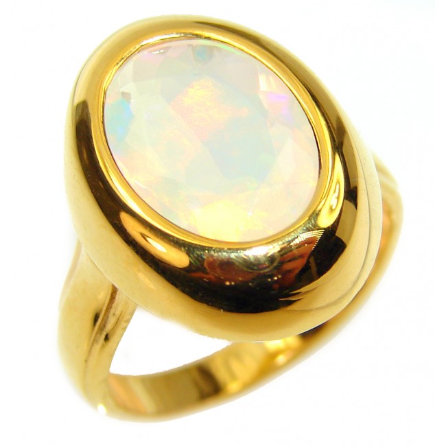 Golden Moon Mexican Opal .925 Sterling Silver handcrafted Ring size 6 3/4