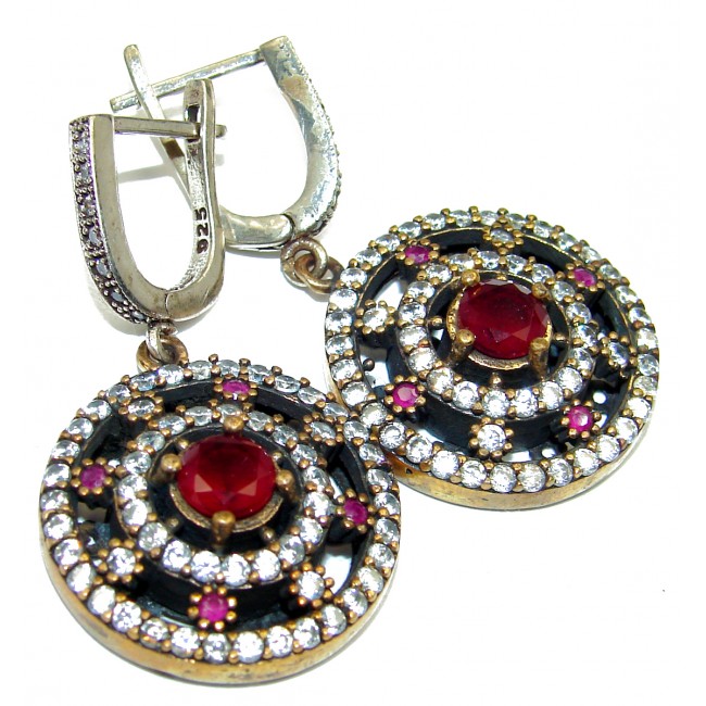 created Ruby .925 Sterling Silver handcrafted earrings