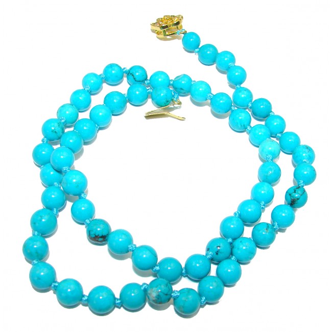Chic Boho Style created Turquoise Beads .925 Sterling Silver statement necklace