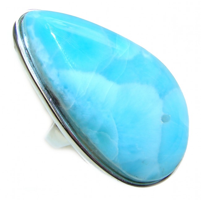 Natural Larimar .925 Sterling Silver handcrafted Ring s. 6