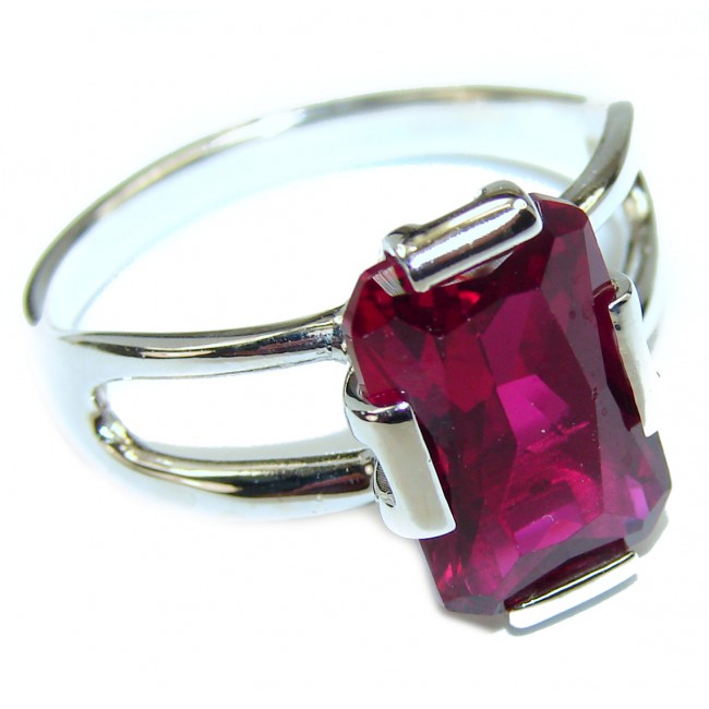 Precious Red Topaz .925 Sterling Silver Statement HUGE Ring s. 8 1/4