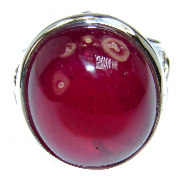 Falling in Love Red Ruby .925 Sterling Silver handmade Cocktail Ring s. 9