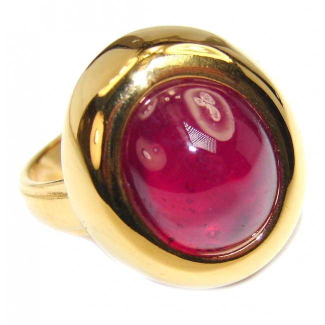 Passionate Love Red Ruby 18K Gold over .925 Sterling Silver handmade Cocktail Ring s. 8
