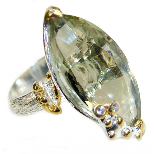 Best quality Green Amethyst .925 Sterling Silver handcrafted Ring Size 7 3/4