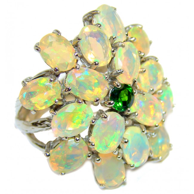 Incredible Genuine 77.5 carat Ethiopian Opal 18K Gold over .925 Sterling Silver handmade Ring size 8 1/2