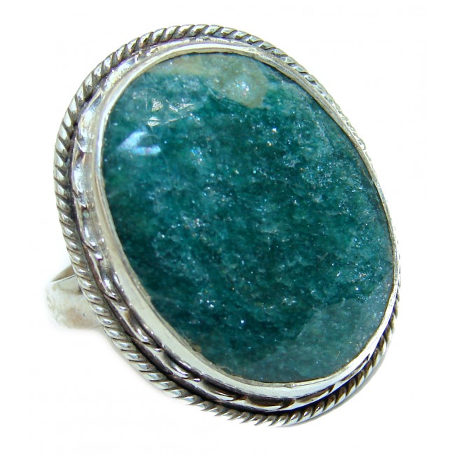 Victorian Style Emerald .925 Sterling Silver ring; s. 9