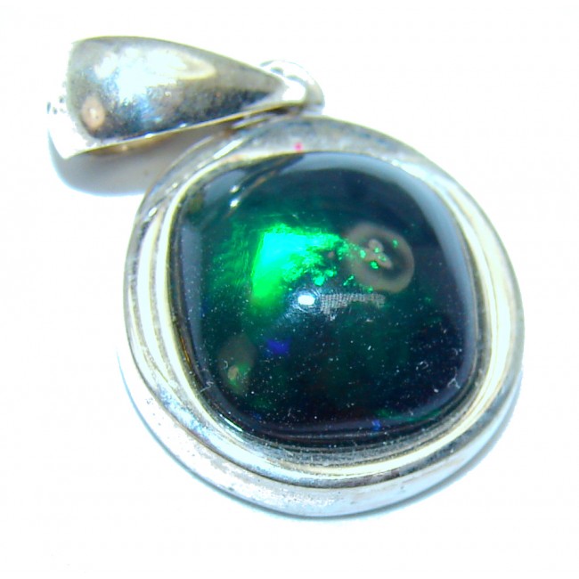 Perfection 6.5CTW Authentic Black Opal .925 Sterling Silver handmade Pendant